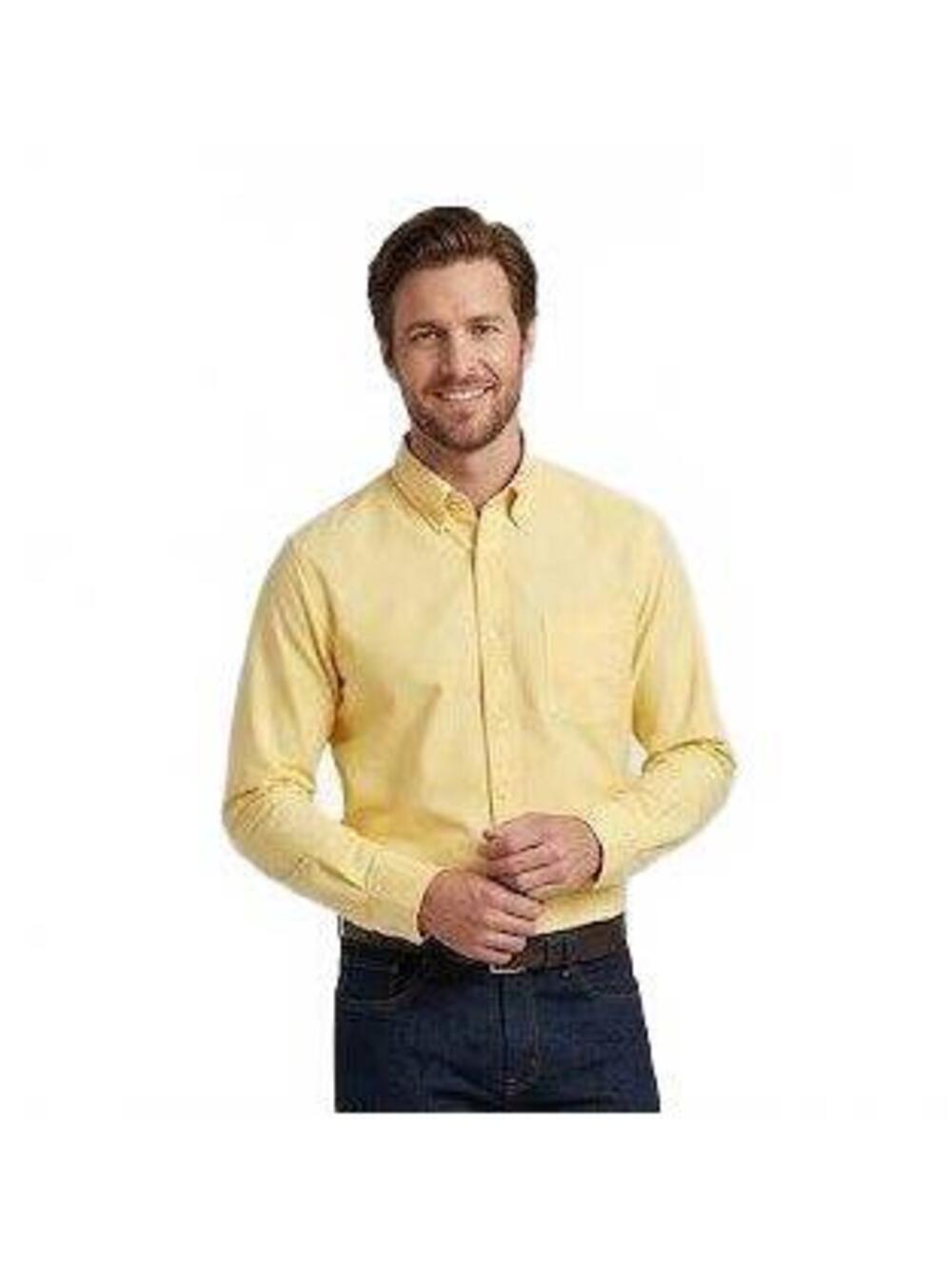 Vintage Original ChinoShirt by Evergreen Men’s Yellow Button Down Cotton L